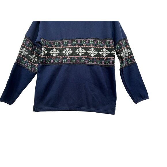 Vintage Copper Key Nordic-Inspired Sweater XL 16 Navy Blue Grannycore - Picture 8 of 9